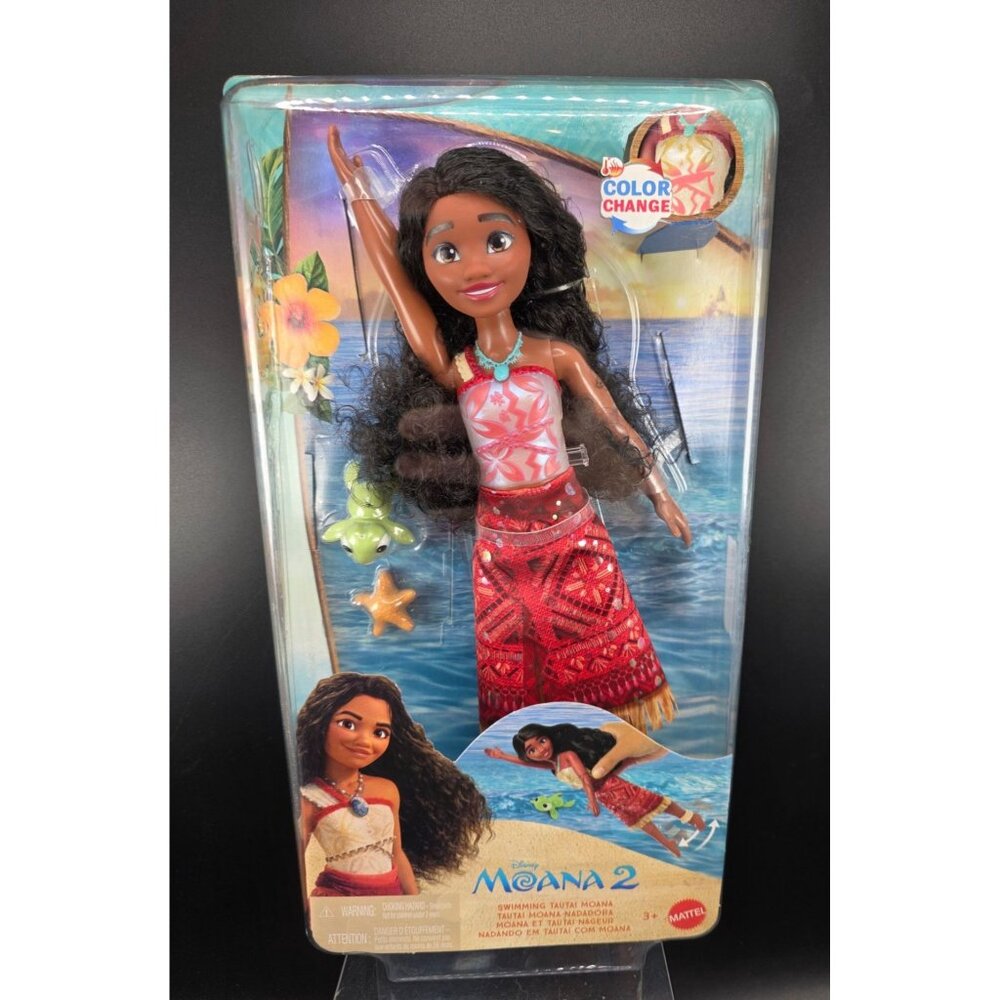 Disney Moana 2 Swimming Adventure Doll With Color Change Outfit & Accessories